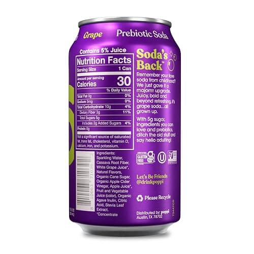 Poppi Prebiotic Soda, Grape, 12 Oz, 12 Pack thumbnail 2