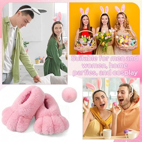 Leitee Easter Adult Bunny Feet Slippers and Tail, Rabbit Shoe | Rabbit Feet Slippers for Women Man, Bunny Costume Cosplay Accessories thumbnail 6
