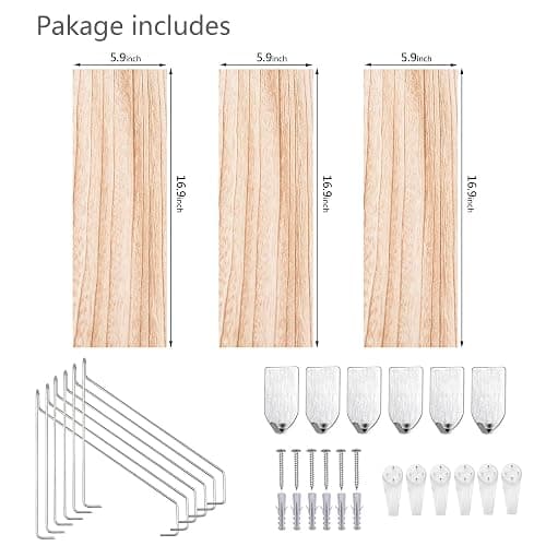 MITIME Floating Shelves Set of 3 Rustic Solid Wood Floating Shelf Wall Storage Shelves for Living Room, Bedroom, Bathroom, Kitchen Laundry, Office,no Drill Shelf(Light Color L+L+L) thumbnail 8