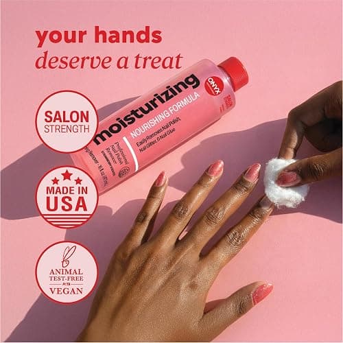 Onyx Professional Nail Polish Remover with 7 inch Nail File, Strawberry Scent, Made in USA, 16 fl oz - Moisturizing Formula, Acetone-based Gel Polish Remover, Enhanced with Vitamin E, Grape Seed Oil thumbnail 5