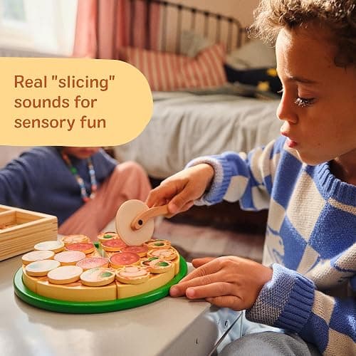Melissa & Doug Wooden Pizza Party Play Set, 36 Self-Stick Toppings, Pizza Toy Kitchen Set & Play Kitchen Accessories, Preschool Toys for Boys & Girls 3+ thumbnail 6
