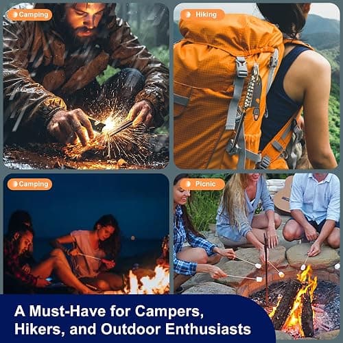 Clwryviduu Survival Fire Starter, 4 Inch Ferro Rod, Flint Fire Starters for Hiking and Camping, Flint and Steel Survival Tool with Paracord and Emerge thumbnail 6