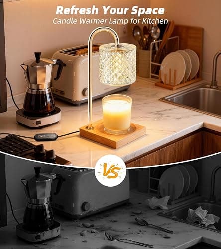 Candle Warmer Lamp, Candle Lamp Wax Warmer, Timer & Dimmer 7-Levels, Fits Cup Jar Candle, Top Melting, Crystal Heater Lamp for Scented Wax, Elegant Home Decor, Clear Glass thumbnail 5