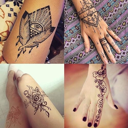 Temporary Tattoos Kit, 4Pcs Semi Permanent Tattoo Paste Cones, India Body DIY Art Painting for Women Men Teens,Summer Trend Freehand Plaste with 3 Colors,20Pcs Adhesive Stencil,1Pc Bottle,4Pcs Nozzles thumbnail 8