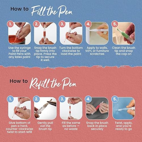 Slobproof Refillable Touch-Up Paint Pen, Pack of 2 - Precision Brush Tip | Mess-Free Touch-Up Tool for Quickly Retouch Small Areas with Controlled Syringe Flow for Custom Color Filling thumbnail 5