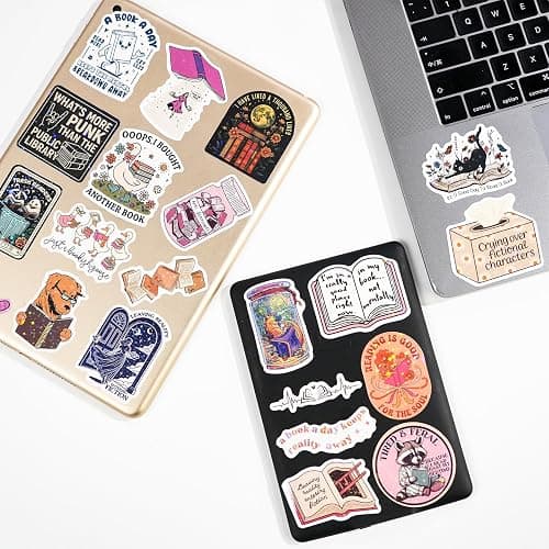 300 PCS Book Stickers for Kindle, Bookish Sticker Pack Reading Glitter Waterproof Vinyl Decals for Laptop, Ebook Readers, Water Bottles, Phone, Journal, Scrapbook, No Repeats (Holographic) thumbnail 2
