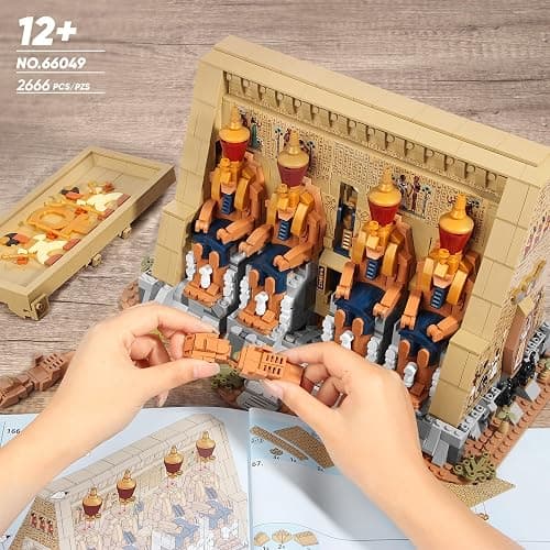 SpblastB Temple Building Set for Adults, Egyptian Architecture Building Blocks with Hidden Mechanisms, Famous Landmark Collection Home Décor Model Building Kit, 2666Pcs thumbnail 2