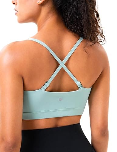 YUNOGA Womens Adjustable Spaghetti Thin Strap Sports Bra Square Neck Padded Wireless Workout Yoga Bra thumbnail 2