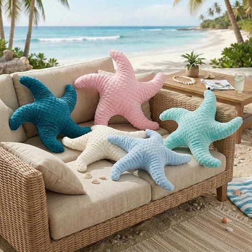 XIAIJIA Starfish Pillow,Coastal Beach Throw Pillows, Blue, 19.68 Inch | Decorative pillows, nautical pillows, starfish pillows, beach pillows, beach themed room decor for bed, bedroom, sofa, couch thumbnail 4