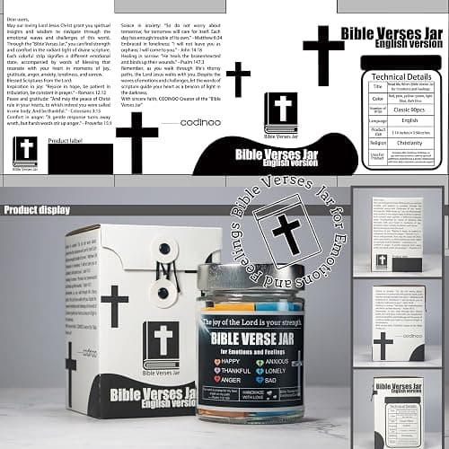 Bible Verse Jar,Read Me When Emotion Jars,Christian Gifts For Women Men Mom Dad,Daughter Son,Religious gifts,Birthday Gifts,Scripture Prayer Hope Jar,Baptisms,Bible Stuf,Bible Study Supplies thumbnail 6