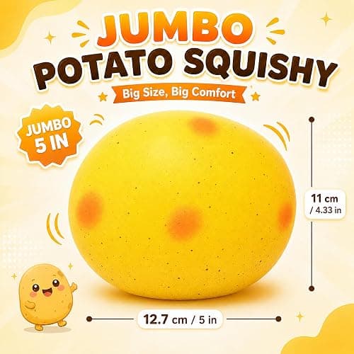 Jumbo Potato Squishy, 5in Soft Slow Rising Vegetable Squeeze Toys Gift | Sensory Fidget Toys for Anxiety Relief,Realistic Food Squishies Stress Balls for Party Favors,Office Decor,Classroom Prizes thumbnail 3