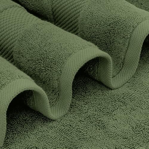 White Classic Luxury Bath Towel Set of 8 Pieces - 100% Turkish Cotton Highly Absorbent Towels for Bathroom, 2 Luxury Bath Towels 700GSM, 2 Hand Towels, 4 Washcloths, Sage Green thumbnail 5