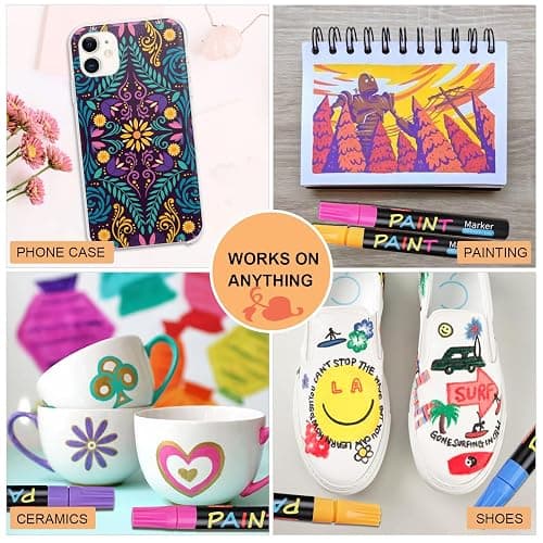 IVSUN Paint Pens Paint Markers, 20 Colors Oil-Based Waterproof Marker Pen Set, Never Fade Quick Dry and Permanent, Works on Rocks Painting, Wood, Fabric, Plastic, Canvas, Glass, Mugs thumbnail 5