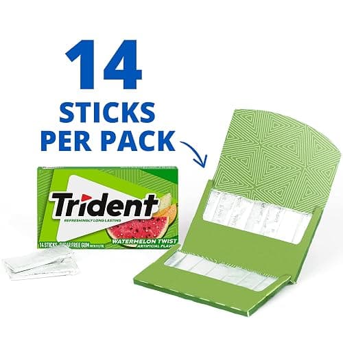 Trident Sugar-Free Chewing Gum Variety Pack Candy, Watermelon Twist & Tropical Twist Flavor, Bulk, 15 Packs of 14 Pieces (210 Total Pieces) thumbnail 4