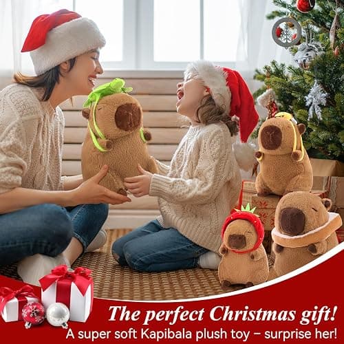SHINUOER Capybara Plush Cute Capybara Stuffed Animal Kawaii Plush with Strawberry Hat Capybara Gifts Cute Plush Pillow Christmas Gifts for Boys Girls 9 Inch thumbnail 5