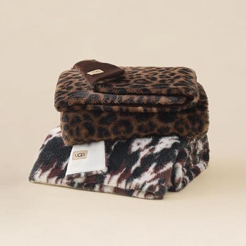 UGG Everett Throw Blanket for Home, 50" x 70", Black (Leopard) | Animal Printed Faux Fur Blanket, Hypoallergenic, Easy Care, Luxury, Leopard, Gifts for Women, Home Accent, Cozy thumbnail 8
