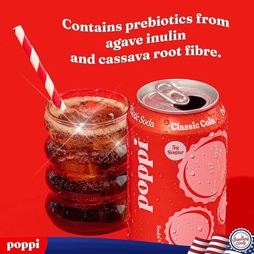 Broadway Candy Poppi Sparkling Prebiotic Soda Classic Cola Pack of 6 – Refreshing Carbonated Drink with Prebiotics for Gut Health – Naturally Flavoured Beverage with Clean Ingredients thumbnail 5
