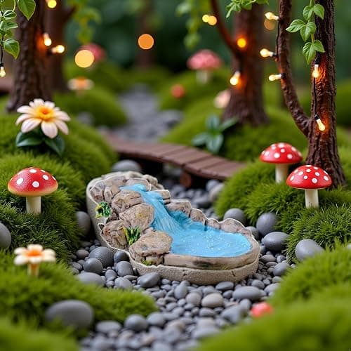 Sluswallow 1Pc Blue DIY Miniature Mini Water Pool Fairy Garden Lawn Ornament Outdoor Statues for Mountain Dollhouse Decor Craft Garden Sculptures and Statues thumbnail 3