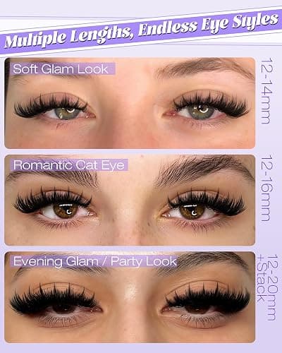Volume Lash Clusters Kit with Spikes Manga Eyelash Clusters Wispy Cluster Eyelash Extensions Kit 12-20mm D Curl Spiky Individual Lashes DIY Lash Extension Kit with Quick-Dry Bond & Seal, Lash Tweezer thumbnail 6