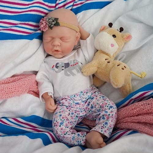 MYREBABY Lifelike Reborn Baby Dolls - 12-inch Full Silicone Newborn Girl, Real Life Baby Dolls with Clothes & Feeding Accessories Set for Kids Age 3+ thumbnail 7