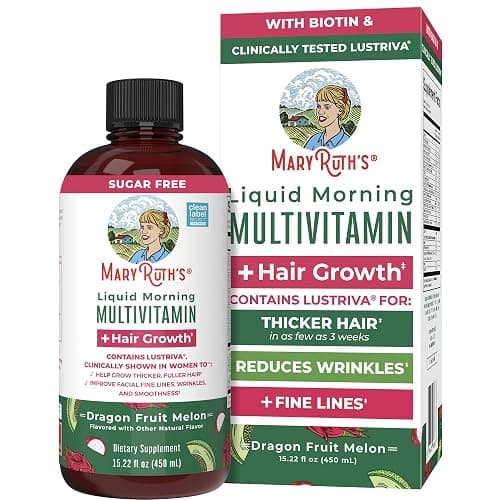 MaryRuth's Liquid Multivitamin + Hair Growth | Biotin 10000mcg | Lustriva Hair Growth Supplement | Clinically Tested in Women for Thicker Hair & Facial Wrinkle | Skin Care | Ages 18+ | 15.22 Fl Oz - Image 1