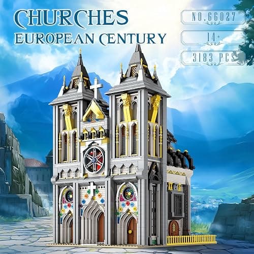 Reobrix Medieval Castle Building Block Set with Light,Architectural Model Kit 66027,European Century Church,Construction Model for Adult and Teens Age of 14+,Home Decoration,Idea Art Gift,3183 PCS thumbnail 4