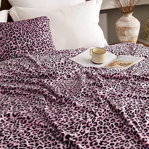 BEDELITE Pink Leopard Twin Size Blanket – Soft & Cozy Cheetah Blanket for Couch, Bed & Sofa, Lightweight Fleece Animal Print Decor, 60"x 80", Pink thumbnail 6