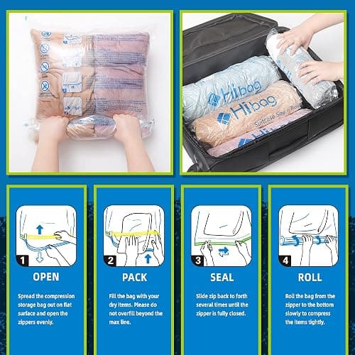12 Compression Bags for Travel Essentials, Vacuum Packing Space Saver Bags for Cruise Accessories (12-Travel) thumbnail 5