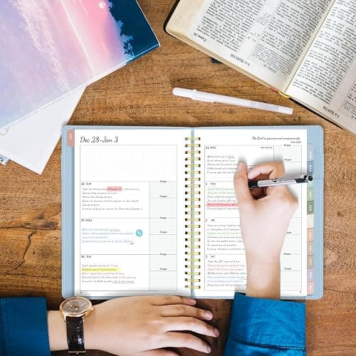 2026 Christian Planner, Bible Planner & Prayer Journal A5 Spiral Bound, Weekly & Monthly Faith Planning for Women & Men (Blue) thumbnail 2
