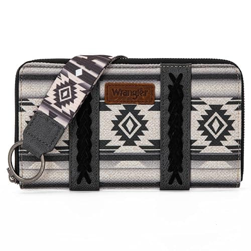 Montana West × Wrangler Wristlet Western Wallet Boho Aztec Credit Card Holder for Women - 2203A Black thumbnail 3