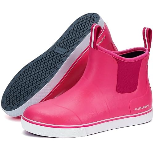 Furuian Women's Deck Boots Ankle Rain Boots Fishing Boots Rubber Waterproof Slip-Resistant Outdoor Work Shoes - Image 1