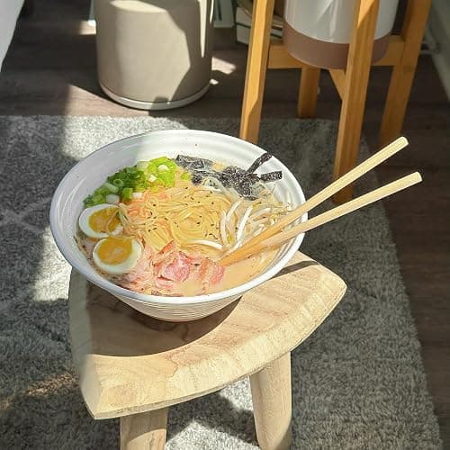 Mora Ceramic Ramen Bowl Set of 2, 45oz - Great for Pho, Miso Udon Soup, Instant Noodles, Serving, Thai or Asian Food - Microwave Safe Large Japanese Noodle Bowls, Modern Kitchen - Vanilla White thumbnail 7
