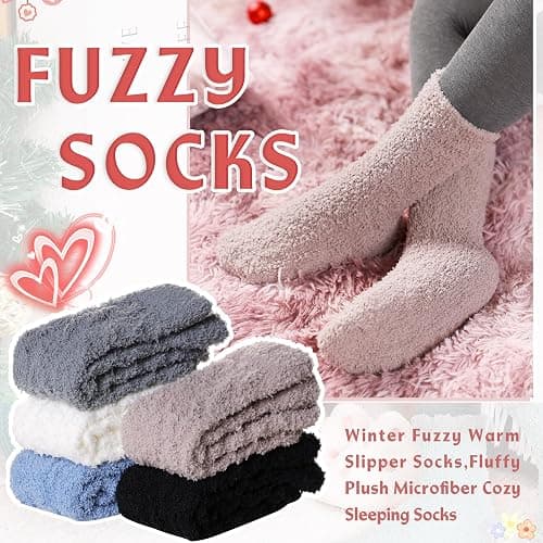 Eyean Womens Fuzzy Socks Soft Warm Fluffy Socks Winter Sleep Thermal Plush Casual Cozy Home Socks thumbnail 2