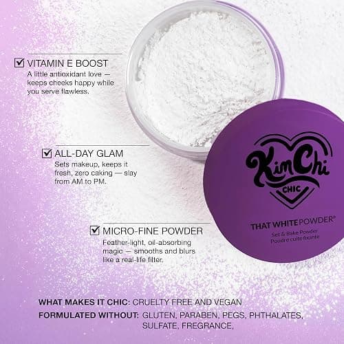 KimChiChic Beauty That WhitePowder Set and Bake Mattifying Setting Powder for Makeup, Extra Fluffy Loose Face Powder Poof, Soft Natural Face Makeup Helps Minimize the Appearance of Fine Lines, White thumbnail 6