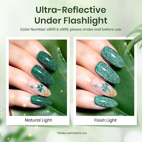 Beetles Green Cat Eye Gel Nail Polish Set, Enchanted Forest Glitter Gel | 6 Colors Mint Matcha Emerald Glitter Cat Eye Gel Polish, Summer Enchanted Forest UV LED Soak Off Nail Kit for DIY Salon Home thumbnail 5