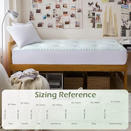 Hansleep Twin XL Mattress Pad Topper College Dorm Memory Foam, Twin XL Foam Mattress Topper Viscose Derived from Bamboo, Twin XL Size Bed Mattress Pad Cover for Back Pain Relief, 39" x 80", White thumbnail 6