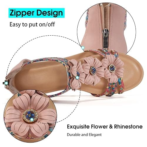 FUDYNMALC Sandals Womens Wedge Shoes: Comfortable Dressy Wedges Sandal with Zipper Summer Gladiator Sandals Open Toe thumbnail 5