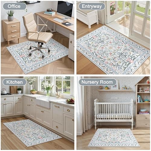 Anidaroel Desk Chair Mat for Hardwood Floor/Tile Floor, 36"x48" Boho Computer Chair Mat, Anti-Slip Floral Office Rugs for Rolling Chairs, Low Pile Beige Desk Chair Mats for Hardwood thumbnail 8