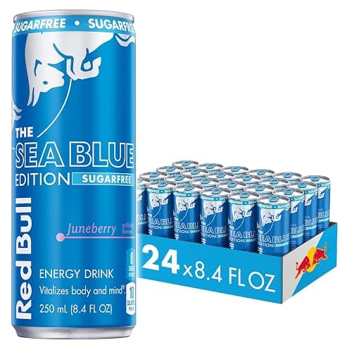 Red Bull Sea Blue Edition Sugar-Free Energy Drink, Juneberry, with 80mg Caffeine plus Taurine & B Vitamins, 8.4 Fl Oz, Pack of 24 Cans - Image 1