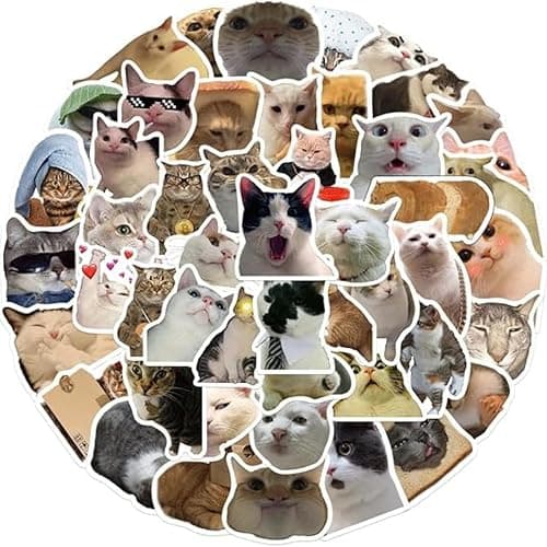 Cat Stickers,Funny Cat Meme, Kawaii for Adults,Waterproof Vinyl Stickers for Laptop Phone Guitar Water Bottles Luggage 50 Pcs thumbnail 2