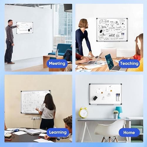 VUSIGN 24" x 18" Magnetic Whiteboard for Wall, Dry Erase Board with Silver Frame, Hanging White Board for Office, Home, School, Dorm – Includes Markers, Magnets & Eraser thumbnail 7