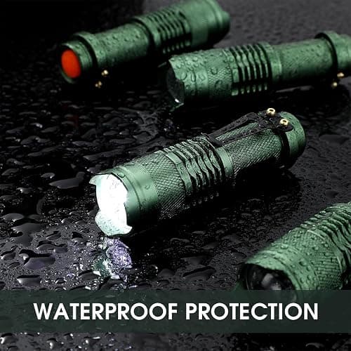 Fumete 20 Pieces LED Flashlight Mini 3 Mode Tactical Torch Small Water Resistant Pocket Flash Light Adjustable Focus Light Pen for Men, Father, Indoor Outdoor Hiking(Dark Green) thumbnail 5