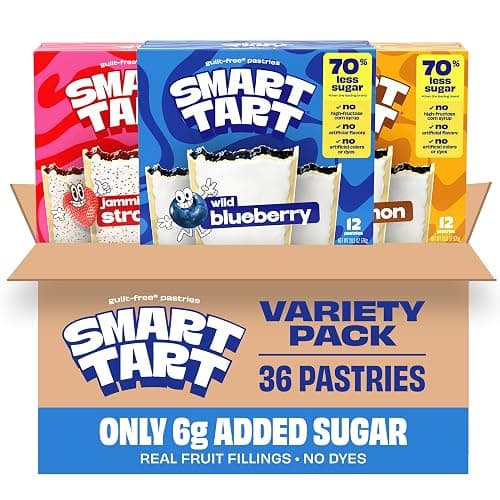 Smart Tart Toaster Pastries Variety Pack - Healthy, Low Sugar Snacks, Breakfast Pastry - Frosted Strawberry, Blueberry, Maple Cinnamon - 36 Count - Image 1