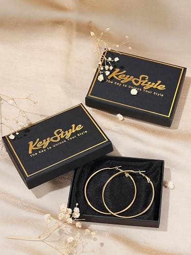 KeyStyle Gold Hoop Earrings for Women, Stainless Steel Hoops Earring Lightweight Loops, 2 mm Thick Hypoallergenic Circle Endless Thin Hoop (20/30/40/50/60/70/80/90/mm) thumbnail 9