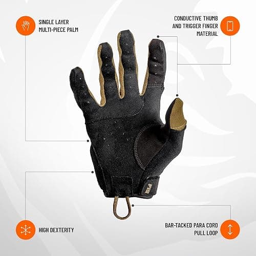 PIG Alpha Full Dexterity Tactical Gloves for Shooting, Touchscreen Compatible, Breathable, 1 Pair thumbnail 3