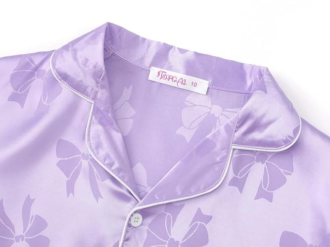 Topgal Satin Pajamas for Girls Coat Style Unicorn & Cat Silky Button Down PJ Set Size 6-16 thumbnail 2