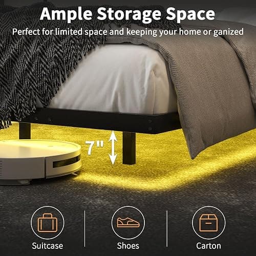 HOMBCK Floating Bed Frame Full Size with LED Light, Modern Metal Bed Frame, No Box Spring Needed, Noise Free, Easy Assembly thumbnail 6