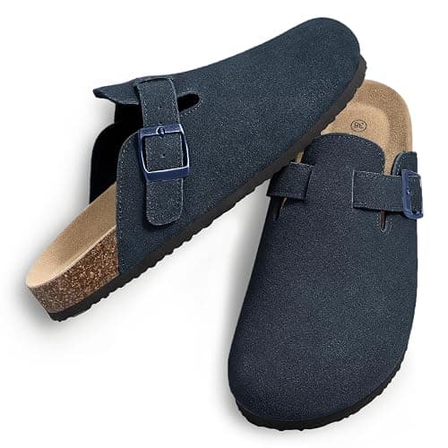 KIDMI Genuine Suede Clogs for Women Cork Footbed Sandals Leather Mules Potato Shoes with Arch Support thumbnail 6