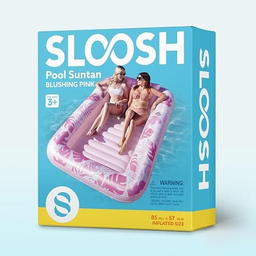 SLOOSH Inflatable Tanning Pool Lounger Float, 85" x 57" Extra Large Pool Floats Adult with Pillow, 4 in 1 Suntan Tub Raft Floatie,Sunbathing Bed Lounge for Water Blow Up Ball Pit, XL-Blushing Pink thumbnail 7