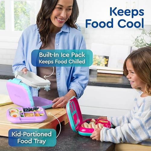 Bentgo Chill Kids Leak-Proof Lunch Box - 4-Compartment Bento Box with Built-In Ice Pack, 3.3 Cup Capacity, PFAS & BPA-Free, Microwave & Dishwasher Safe, Ideal Size for Ages 3 to 7 (Vivid Orchid) thumbnail 3